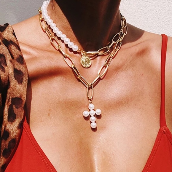 🌟 Gold Fashion Chunky Necklace Statement - Picture 1 of 5